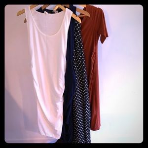 Lot of 3 Pink Blush Maternity Dresses Rushed Side